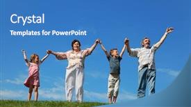  Presentation with grandparents - Beautiful theme featuring heir - grandchildren and their grandparents standing backdrop and a teal colored foreground