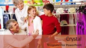  Presentation with grandparents - PPT theme having grandchildren in department store background and a red colored foreground