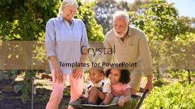  Presentation with vegetable garden - Theme with grandchildren-pushed-in-barrow background and a coral colored foreground