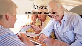  Presentation with grandparents - Presentation theme consisting of grandchildren relaxing on train background and a lemonade colored foreground