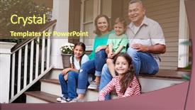  Presentation with grandparents - Slide set with grandchildren sit on steps lead background and a violet colored foreground