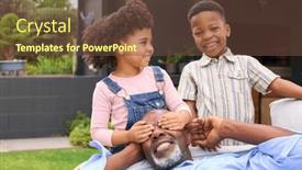  Presentation with home garden - Slides enhanced with grandchildren-surprising-grandfather-resting background and a tawny brown colored foreground