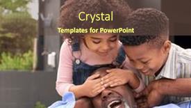  Presentation with home garden - PPT layouts consisting of grandchildren-surprising-grandfather-resting background and a tawny brown colored foreground