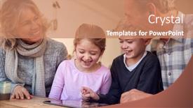  Presentation with grandparents - Amazing PPT layouts having grandchildren-with-grandparents-playing backdrop and a coral colored foreground