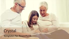  Presentation with generation - Cool new slide deck with granddaughter and grandmother with book backdrop and a  colored foreground