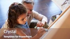  Presentation with floor - Cool new PPT theme with granddaughter drawing on a blackboard backdrop and a tawny brown colored foreground