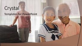 Presentation with grandfather - Amazing presentation design having granddaughter grandmother in the background backdrop and a  colored foreground
