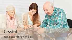  Presentation with puzzle family - Amazing theme having granddaughter have fun playing puzzle backdrop and a soft green colored foreground