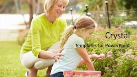  Presentation with christian easter jesus risen - Audience pleasing slide set consisting of granddaughter on easter egg hunt backdrop and a yellow colored foreground