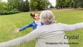  Presentation with meeting family - Theme consisting of granddaughter playing game or meeting background and a  colored foreground