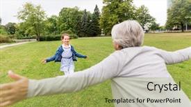  Presentation with meeting family - Audience pleasing PPT layouts consisting of granddaughter playing game or meeting backdrop and a yellow colored foreground