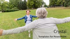  Presentation with meeting family - Audience pleasing theme consisting of granddaughter playing game or meeting backdrop and a mint green colored foreground
