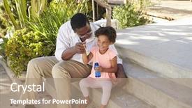  Presentation with grandfather - Amazing slide deck having granddaughter playing with bubbles backdrop and a coral colored foreground