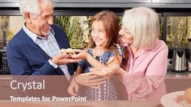  Presentation with shares - PPT layouts having granddaughter-shares-her-bread background and a coral colored foreground