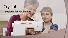  Presentation with sewing machine safety - Amazing slides having granddaughter using a sewing machine backdrop and a soft green colored foreground