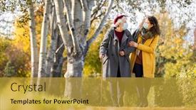  Presentation with caregiver - Theme having granddaughter-walking-with-senior-woman background and a gold colored foreground