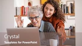  Presentation with lockdown - PPT layouts featuring granddaughter-with-grandmother-waving-hand background and a violet colored foreground