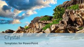  Presentation with destination - Colorful PPT theme enhanced with grande-anse-beach-in-la backdrop and a light blue colored foreground