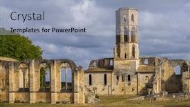  Presentation with unesco - Presentation theme featuring grande-sauve-abbey-unesco-site and a light blue colored foreground