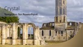  Presentation with unesco - PPT layouts with grande-sauve-abbey-unesco-site and a light blue colored foreground