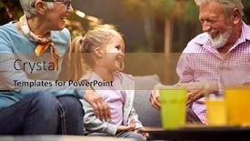  Presentation with grandfather - Slide set consisting of grandfather-amusing-his-granddaughter-laughing background and a coral colored foreground