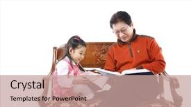  Presentation with grandfather - Theme featuring grandfather and child background and a coral colored foreground