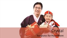  Presentation with grandfather - Audience pleasing theme consisting of grandfather and child backdrop and a red colored foreground