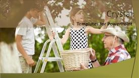  Presentation with grandfather - Presentation consisting of grandfather-and-grandchildren-picking-cherries background and a coral colored foreground