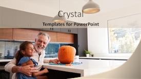  Presentation with grandfather - Cool new presentation theme with grandfather-and-granddaughter-carving-halloween backdrop and a soft green colored foreground