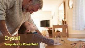 Presentation with together we - Audience pleasing presentation theme consisting of grandfather and granddaughter colouring picture backdrop and a tawny brown colored foreground