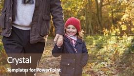  Presentation with grandfather - Cool new presentation design with grandfather and granddaughter enjoying autumn walk backdrop and a tawny brown colored foreground