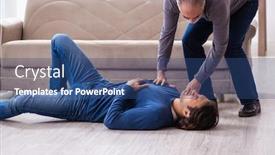  Presentation with first aid - Audience pleasing PPT theme consisting of grandfather-and-grandson-in-first backdrop and a ocean colored foreground