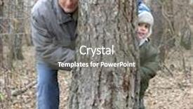  Presentation with hide - Presentation design with grandfather and grandson play hide-and-seek background and a gray colored foreground