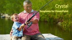  Presentation with weekend - Slide set having grandfather and grandson pulling background and a tawny brown colored foreground