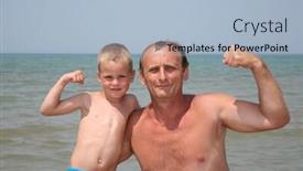  Presentation with grandfather - PPT layouts consisting of grandfather and grandson show bicepses background and a light blue colored foreground