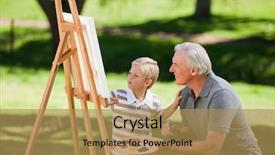  Presentation with grandfather - Cool new presentation with grandfather and his grandson painting in the garden backdrop and a yellow colored foreground