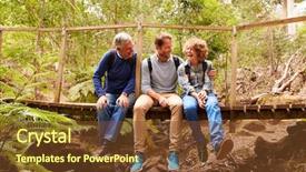  Presentation with forest bridge - Amazing slide set having grandfather father and son sitting backdrop and a tawny brown colored foreground