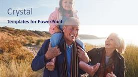  Presentation with sand dunes - Colorful PPT layouts enhanced with grandfather-giving-granddaughter-ride backdrop and a sky blue colored foreground
