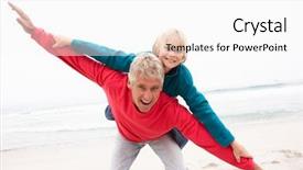  Presentation with grandfather - Colorful PPT layouts enhanced with grandfather giving grandson piggy back backdrop and a white colored foreground