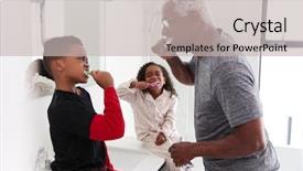  Presentation with grandfather - Slide set enhanced with grandfather in bathroom wearing pajamas background and a light gray colored foreground