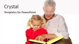  Presentation with story - Presentation design with grandfather is telling a exciting background and a  colored foreground