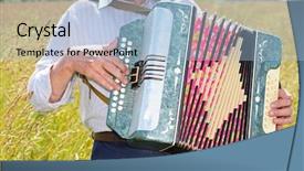  Presentation with accordion - Audience pleasing theme consisting of grandfather play on accordion focus backdrop and a light blue colored foreground