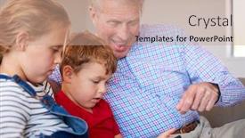  Presentation with video games playing - Audience pleasing presentation consisting of grandfather-playing-video-games backdrop and a coral colored foreground