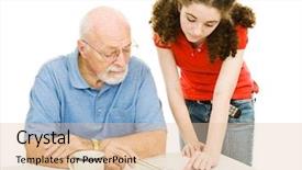  Presentation with teen girl tech - Amazing slides having grandfather read the fine print backdrop and a lemonade colored foreground