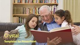  Presentation with story - PPT theme enhanced with grandfather reading a story background and a tawny brown colored foreground