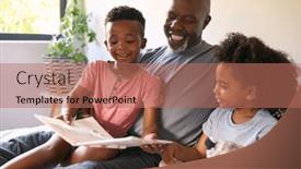  Presentation with grandfather - Slide set consisting of grandfather-sitting-on-sofa background and a coral colored foreground