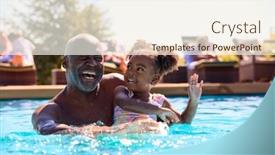  Presentation with co teaching - Presentation theme having grandfather-teaching-granddaughter-to-swim background and a cream colored foreground
