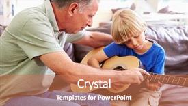  Presentation with teaching and awards - Cool new presentation with grandfather teaching grandson to play backdrop and a  colored foreground