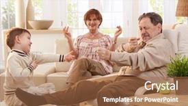  Presentation with grandfather - Presentation theme featuring grandfather telling story to grandson background and a red colored foreground