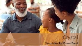  Presentation with family reading - Presentation theme with grandfather-with-granddaughter-and-mother and a  colored foreground